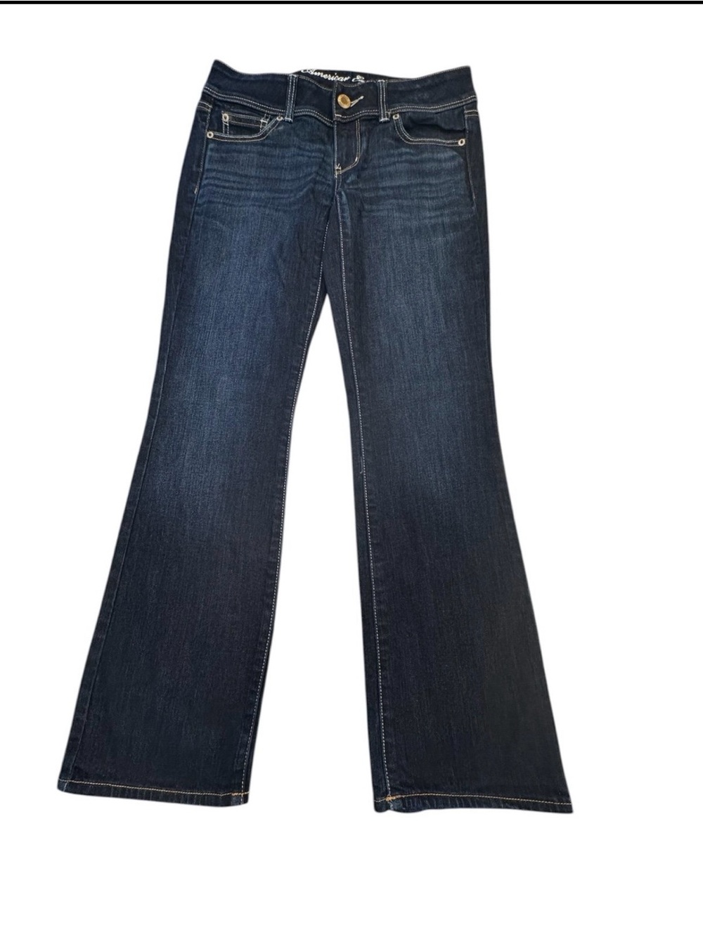 American Eagle Outfitters Women’s Dark Blue Slim Bootcut Stretch Denim Jeans - Picture 2 of 9